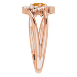 14K Gold Oval Natural Citrine & Natural Diamond Accented Bypass Ring – 5x3mm - Rose Gold - view 4
