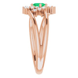 14K Gold Oval Natural Emerald & Natural Diamond Accented Bypass Ring – 5x3mm - Rose Gold - view 4