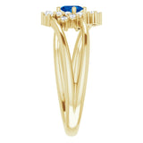 14K Gold Oval Natural Blue Sapphire & Natural Diamond Accented Bypass Ring – 5x3mm - Yellow Gold - view 4