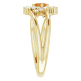 14K Gold Oval Natural Citrine & Natural Diamond Accented Bypass Ring – 5x3mm - Yellow Gold - view 4
