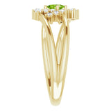 14K Gold Oval Natural Peridot & Natural Diamond Accented Bypass Ring – 5x3mm - Yellow Gold - view 4