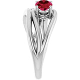14K Gold Oval Lab-Grown Ruby & Natural Diamond Accented Ring – 7x5mm - White Gold - view 4