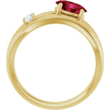 14K Gold Oval Lab-Grown Ruby & Natural Diamond Accented Ring – 7x5mm - Yellow Gold - view 2