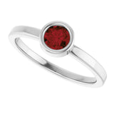 Platinum Round Natural Mozambique Garnet Bezel-Set Solitaire Ring - view 10