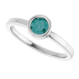 Platinum Round Lab-Grown Alexandrite Bezel-Set Solitaire Ring - view 10