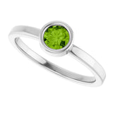 Platinum Round Natural Peridot Bezel-Set Solitaire Ring - view 10