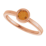 14K Gold Round Natural Citrine Bezel-Set Solitaire Ring - Rose Gold - view 10