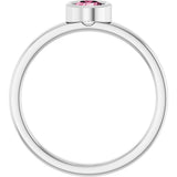 14K Gold Round Natural Pink Tourmaline Bezel-Set Solitaire Ring - White Gold - view 7