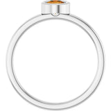 Platinum Round Natural Citrine Bezel-Set Solitaire Ring - view 7