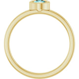 14K Gold Round Natural Blue Zircon Bezel-Set Solitaire Ring - Yellow Gold - view 7