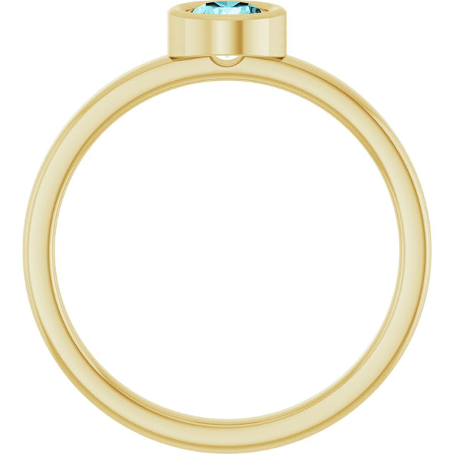 14K Gold Round Natural Blue Zircon Bezel-Set Solitaire Ring - Yellow Gold - view 7