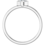 14K Gold Round Natural White Sapphire Bezel-Set Solitaire Ring - White Gold - view 7