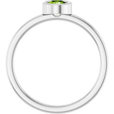 14K Gold Round Natural Peridot Bezel-Set Solitaire Ring - White Gold - view 7