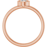 14K Gold Round Natural White Sapphire Bezel-Set Solitaire Ring - Rose Gold - view 7