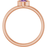 14K Gold Round Natural Amethyst Bezel-Set Solitaire Ring - Rose Gold - view 7