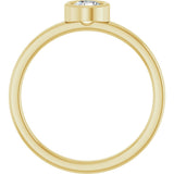 14K Gold Round Natural White Sapphire Bezel-Set Solitaire Ring - Yellow Gold - view 7