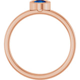 14K Gold Round Lab-Grown Blue Sapphire Bezel-Set Solitaire Ring - Rose Gold - view 7