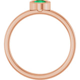 14K Gold Round Lab-Grown Emerald Bezel-Set Solitaire Ring - Rose Gold - view 7