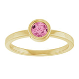 14K Gold Round Natural Pink Tourmaline Bezel-Set Solitaire Ring - Yellow Gold - view 8