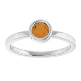Platinum Round Natural Citrine Bezel-Set Solitaire Ring - view 8