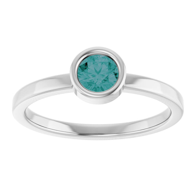 14K Gold Round Lab-Grown Alexandrite Bezel-Set Solitaire Ring - White Gold - view 8