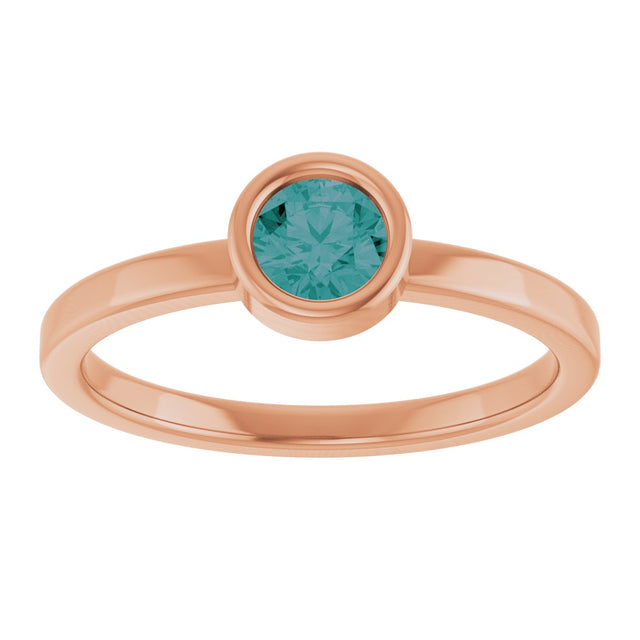 14K Gold Round Lab-Grown Alexandrite Bezel-Set Solitaire Ring - Rose Gold - view 8