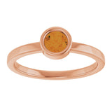 14K Gold Round Natural Citrine Bezel-Set Solitaire Ring - Rose Gold - view 8