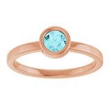 14K Gold Round Natural Blue Zircon Bezel-Set Solitaire Ring - Rose Gold - view 8