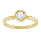 14K Gold Round Natural White Sapphire Bezel-Set Solitaire Ring - Yellow Gold - view 8