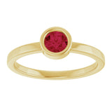 14K Gold Round Natural Ruby Bezel-Set Solitaire Ring - Yellow Gold - view 8