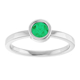 Platinum Round Lab-Grown Emerald Bezel-Set Solitaire Ring - view 8