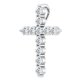 Platinum Round Natural Diamond Accented Cross Necklace or Pendant – up to 1/6 CTW - view 13