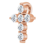 14K Gold Round Lab-Grown Diamond Accented Cross Necklace or Pendant – up to 1/6 CTW - Rose Gold - view 10