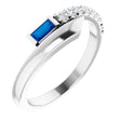 14K Gold Straight Baguette Natural Blue Sapphire & Natural Diamond Bypass Ring – 4x2mm - White Gold