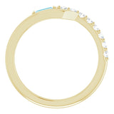 14K Gold Straight Baguette Natural London Blue Topaz & Natural Diamond Bypass Ring – 4x2mm - Yellow Gold - view 2