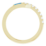 14K Gold Straight Baguette Natural Blue Sapphire & Natural Diamond Bypass Ring – 4x2mm - Yellow Gold - view 2