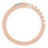 14K Gold Straight Baguette Natural Blue Sapphire & Natural Diamond Bypass Ring – 4x2mm - Rose Gold - view 2