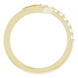 14K Gold Straight Baguette Natural Citrine & Natural Diamond Bypass Ring - Yellow Gold - view 2