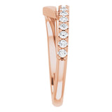 14K Gold Straight Baguette Natural Pink Sapphire & Natural Diamond Bypass Ring – 4x2mm - Rose Gold - view 4
