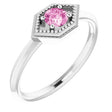 Platinum Round Natural Pink Sapphire Geometric Ring