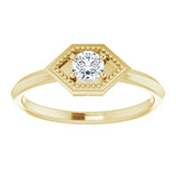 14K Gold Round Natural White Sapphire Geometric Ring - Yellow Gold - view 3