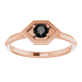 14K Gold Round Natural Black Onyx Geometric Ring - Rose Gold - view 3