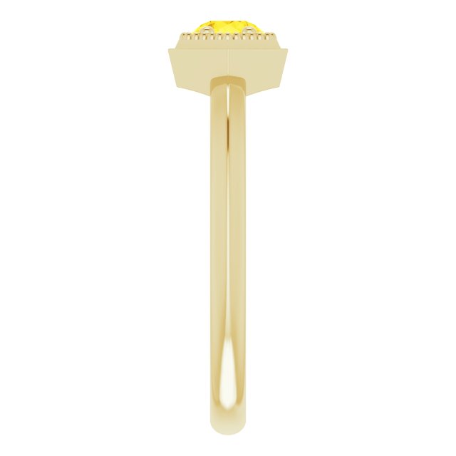 14K Gold Round Natural Yellow Sapphire Geometric Ring - Yellow Gold - view 4