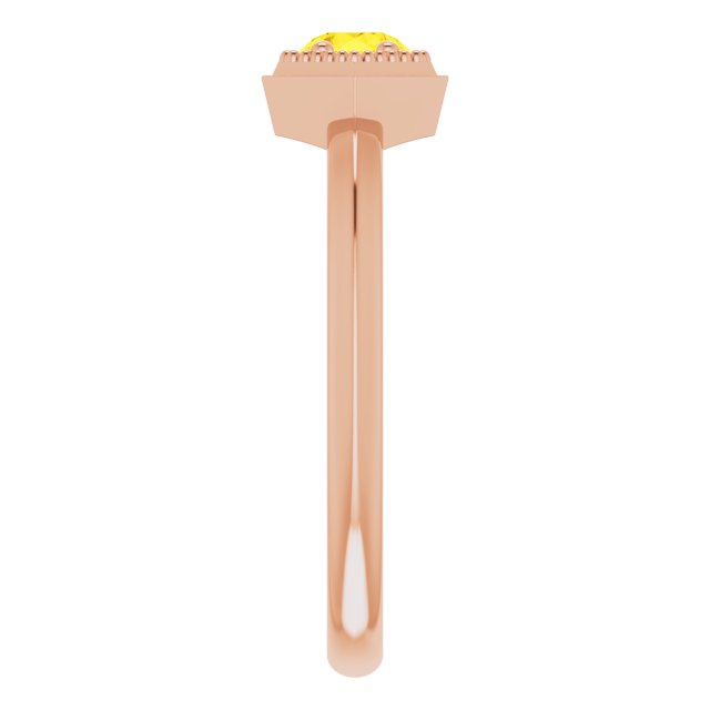 14K Gold Round Natural Yellow Sapphire Geometric Ring - Rose Gold - view 4