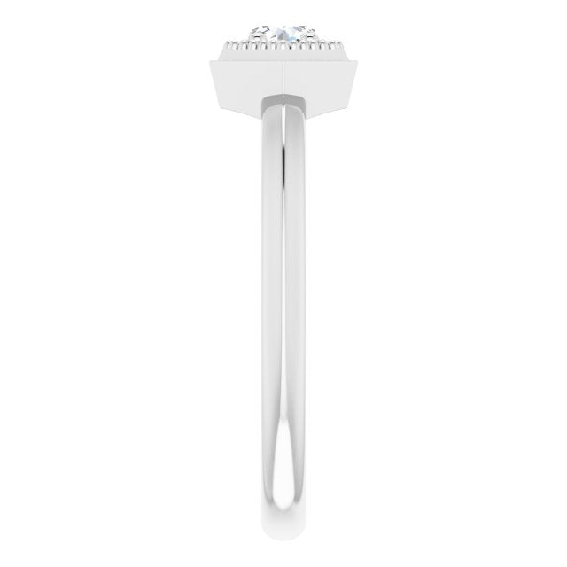 Platinum Round Natural White Sapphire Geometric Ring - view 4