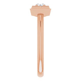 14K Gold Round Natural White Sapphire Geometric Ring - Rose Gold - view 4