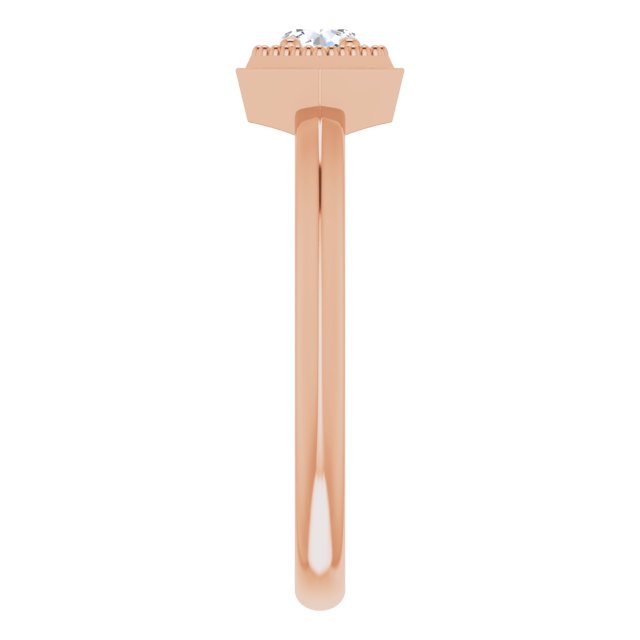 14K Gold Round Natural White Sapphire Geometric Ring - Rose Gold - view 4