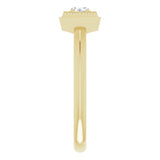 14K Gold Round Natural White Sapphire Geometric Ring - Yellow Gold - view 4