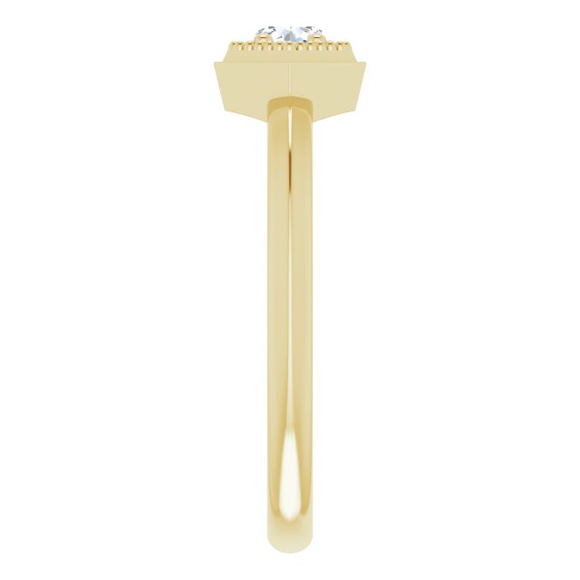 14K Gold Round Natural White Sapphire Geometric Ring - Yellow Gold - view 4