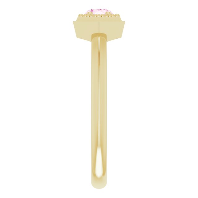 14K Gold Round Natural Pink Sapphire Geometric Ring - Yellow Gold - view 4